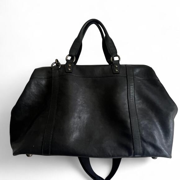 Fossil Framed Doctors Vintage Black Leather Weekender Travel Bag Overnight - Picture 3 of 8